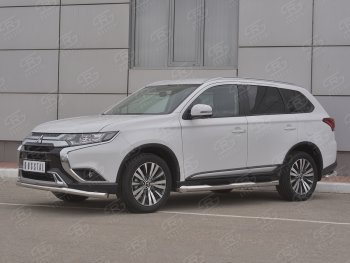 16 799 р. Защита переднего бампера (Ø 63 мм, нержавейка) SLITKOFF  Mitsubishi Outlander  GF (2018-2022) 3-ий рестайлинг  с доставкой в г. Таганрог. Увеличить фотографию 3