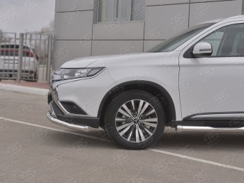 16 799 р. Защита переднего бампера (Ø 63 мм, нержавейка) SLITKOFF  Mitsubishi Outlander  GF (2018-2022) 3-ий рестайлинг  с доставкой в г. Таганрог. Увеличить фотографию 4