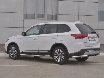 12 499 р. Защита заднего бампера (Ø63 мм уголки, нержавейка) SLITKOFF  Mitsubishi Outlander  GF (2018-2022) 3-ий рестайлинг  с доставкой в г. Таганрог. Увеличить фотографию 2