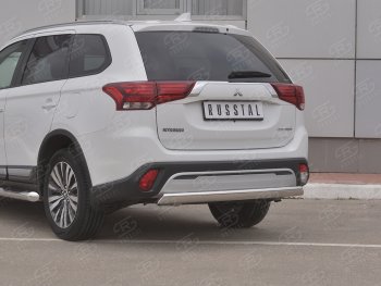 15 999 р. Защита заднего бампера (Ø75x42 мм, нержавейка) Russtal Mitsubishi Outlander GF 3-ий рестайлинг (2018-2022)  с доставкой в г. Таганрог. Увеличить фотографию 1