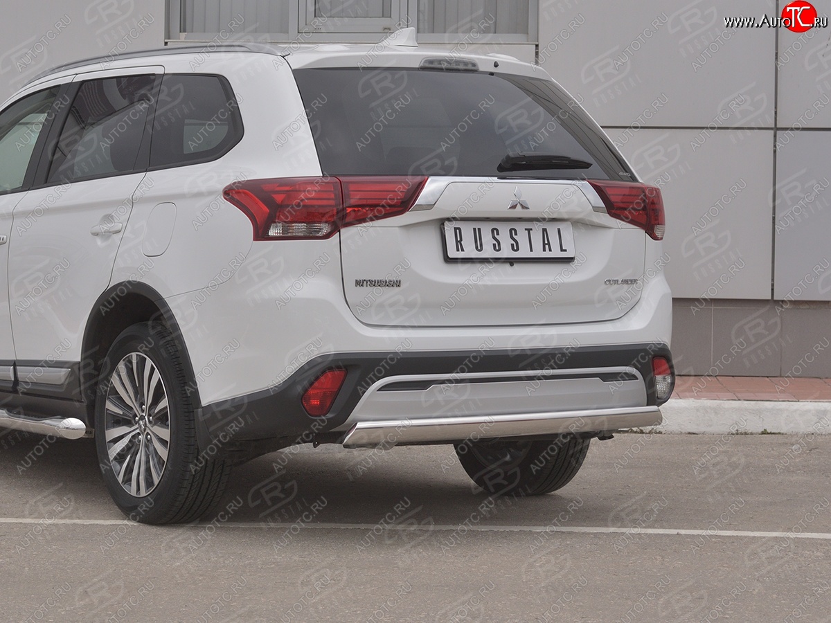 15 999 р. Защита заднего бампера (Ø75x42 мм, нержавейка) Russtal Mitsubishi Outlander GF 3-ий рестайлинг (2018-2022)  с доставкой в г. Таганрог