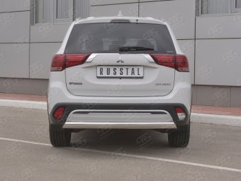 15 999 р. Защита заднего бампера (Ø75x42 мм, нержавейка) Russtal Mitsubishi Outlander GF 3-ий рестайлинг (2018-2022)  с доставкой в г. Таганрог. Увеличить фотографию 2