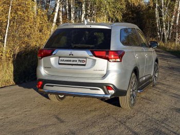 Защита заднего бампера (овальная) ТСС (нержавейка d75х42 мм) Mitsubishi Outlander GF 3-ий рестайлинг (2018-2022)