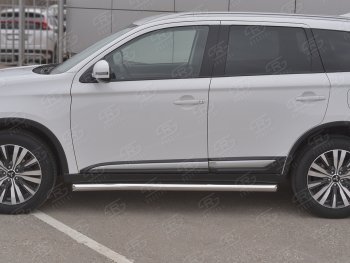 19 999 р. Защита порогов (Ø63 мм, нержавейка) SLITKOFF  Mitsubishi Outlander  GF (2018-2022) 3-ий рестайлинг (Металлические торцы под 45°)  с доставкой в г. Таганрог. Увеличить фотографию 2