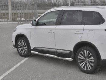 24 549 р. Защита порогов (Ø76 мм с проступью, нержавейка) SLITKOFF  Mitsubishi Outlander  GF (2018-2022) 3-ий рестайлинг (Металлические торцы под 45°)  с доставкой в г. Таганрог. Увеличить фотографию 1