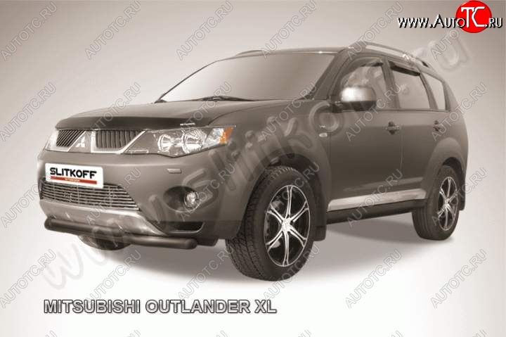 10 499 р. Защита переднего бампер Slitkoff Mitsubishi Outlander XL (CW)  дорестайлинг (2005-2009) (Цвет: серебристый)  с доставкой в г. Таганрог