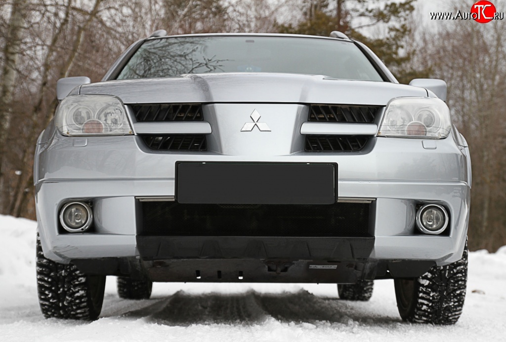 3 299 р. Накладка на передний бампер RA Mitsubishi Outlander CU (2003-2009) (Поверхность глянец (под покраску), Неокрашенная)  с доставкой в г. Таганрог