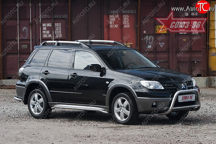 10 079 р. Защита переднего бампера Souz-96 (d60) Mitsubishi Outlander CU (2003-2009)  с доставкой в г. Таганрог