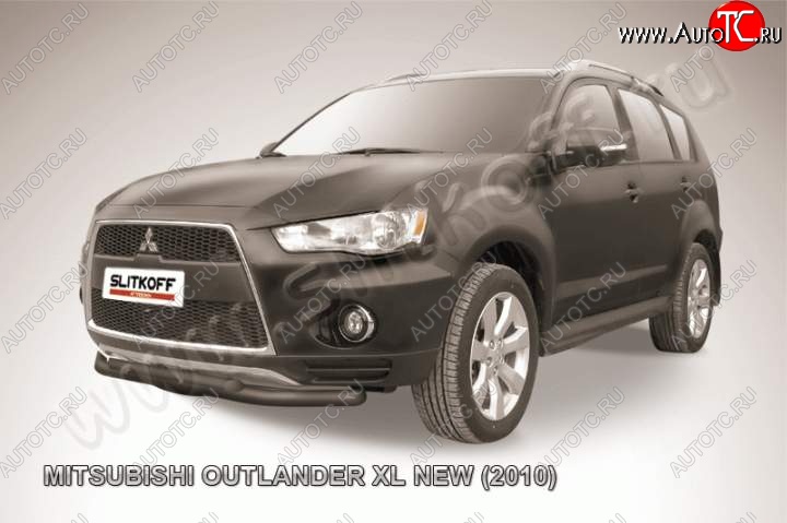 10 499 р. Защита переднего бампер Slitkoff Mitsubishi Outlander XL (CW)  рестайлинг (2010-2013) (Цвет: серебристый)  с доставкой в г. Таганрог