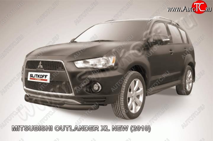 12 549 р. Защита переднего бампер Slitkoff Mitsubishi Outlander XL (CW)  рестайлинг (2010-2013) (Цвет: серебристый)  с доставкой в г. Таганрог