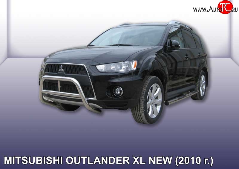 26 999 р. Усиленная защита переднего бампера из трубы диаметром 57 мм Slitkoff  Mitsubishi Outlander  XL (2010-2013) (CW)  рестайлинг (Нержавейка, Полированная)  с доставкой в г. Таганрог