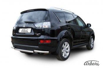 8 999 р. Защита заднего бампера Arbori (короткая, нержавейка, 1 труба d57 mm). Mitsubishi Outlander XL (CW)  рестайлинг (2010-2013)  с доставкой в г. Таганрог. Увеличить фотографию 2