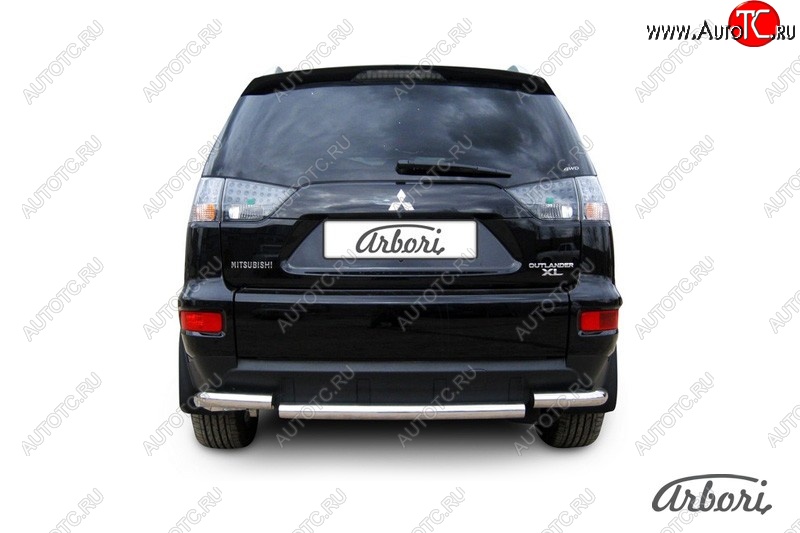 8 999 р. Защита заднего бампера Arbori (короткая, нержавейка, 1 труба d57 mm). Mitsubishi Outlander XL (CW)  рестайлинг (2010-2013)  с доставкой в г. Таганрог