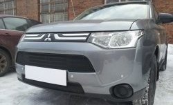 4 299 р. Сетка на бампер Russtal (черная) Mitsubishi Outlander GF дорестайлинг (2012-2014)  с доставкой в г. Таганрог. Увеличить фотографию 3