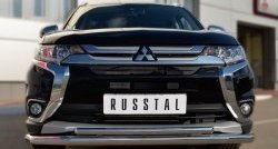 18 749 р. Защита переднего бампера (2 трубыØ63 и 42 мм, нержавейка) SLITKOFF Mitsubishi Outlander GF 2-ой рестайлинг (2015-2018)  с доставкой в г. Таганрог. Увеличить фотографию 4