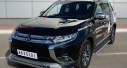 22 949 р. Защита переднего бампера (2 трубыØ75х42 и 63 мм, нержавейка) Russtal Mitsubishi Outlander GF 2-ой рестайлинг (2015-2018)  с доставкой в г. Таганрог. Увеличить фотографию 4