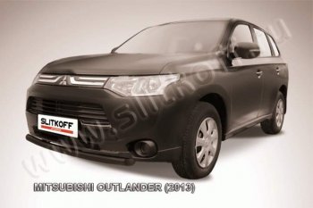 7 599 р. Защита переднего бампер Slitkoff (57 мм, короткая)  Mitsubishi Outlander  GF (2012-2014) дорестайлинг (Цвет: серебристый)  с доставкой в г. Таганрог. Увеличить фотографию 1