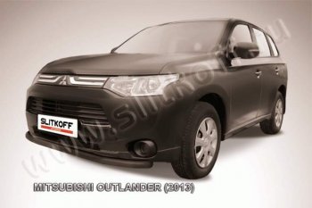 8 449 р. Защита переднего бампер Slitkoff (57 мм, длинная)  Mitsubishi Outlander  GF (2012-2014) дорестайлинг (Цвет: серебристый)  с доставкой в г. Таганрог. Увеличить фотографию 1