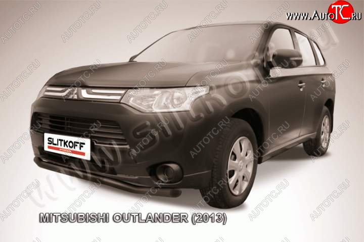 11 749 р. Защита переднего бампера Slitkoff (57мм)  Mitsubishi Outlander  GF (2012-2014) дорестайлинг (Цвет: серебристый)  с доставкой в г. Таганрог