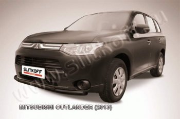 9 899 р. Защита переднего бампер Slitkoff  Mitsubishi Outlander  GF (2012-2014) дорестайлинг (Цвет: серебристый)  с доставкой в г. Таганрог. Увеличить фотографию 1