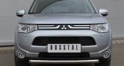 13 999 р. Одинарная защита переднего бампера диаметром 63 мм SLITKOFF  Mitsubishi Outlander  GF (2012-2014) дорестайлинг  с доставкой в г. Таганрог. Увеличить фотографию 1