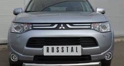 16 599 р. Одинарная защита переднего бампера диаметром 76 мм SLITKOFF  Mitsubishi Outlander  GF (2012-2014) дорестайлинг  с доставкой в г. Таганрог. Увеличить фотографию 3