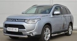 16 599 р. Одинарная защита переднего бампера диаметром 76 мм SLITKOFF  Mitsubishi Outlander  GF (2012-2014) дорестайлинг  с доставкой в г. Таганрог. Увеличить фотографию 4