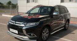 15 299 р. Защита порогов из круглой трубы диаметром 63 мм (рестайлинг) Russtal Mitsubishi Outlander GF 2-ой рестайлинг (2015-2018) (Защита порогов с со скосами на торцах (вариант 1))  с доставкой в г. Таганрог. Увеличить фотографию 4