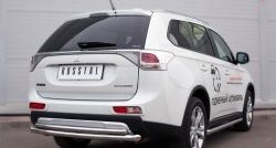 16 899 р. Защита заднего бампера (Ø63 и 42 мм, нержавейка) SLITKOFF  Mitsubishi Outlander  GF (2014-2016) 1-ый рестайлинг  с доставкой в г. Таганрог. Увеличить фотографию 2