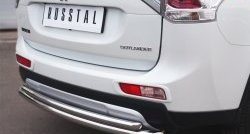 16 899 р. Защита заднего бампера (Ø63 и 42 мм, нержавейка) SLITKOFF  Mitsubishi Outlander  GF (2014-2016) 1-ый рестайлинг  с доставкой в г. Таганрог. Увеличить фотографию 3