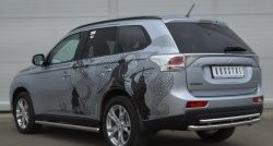 15 999 р. Защита заднего бампера (Ø63 и 42 мм, нержавейка) SLITKOFF  Mitsubishi Outlander  GF (2012-2014) дорестайлинг  с доставкой в г. Таганрог. Увеличить фотографию 4