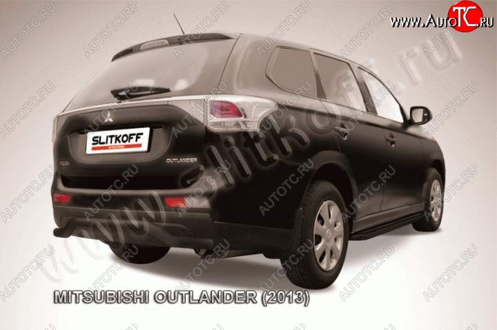 8 349 р. Защита задняя Slitkoff  Mitsubishi Outlander  GF (2012-2014) дорестайлинг (Цвет: серебристый)  с доставкой в г. Таганрог