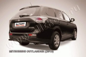 9 399 р. Защита задняя Slitkoff  Mitsubishi Outlander  GF (2012-2014) дорестайлинг (Цвет: серебристый)  с доставкой в г. Таганрог. Увеличить фотографию 1