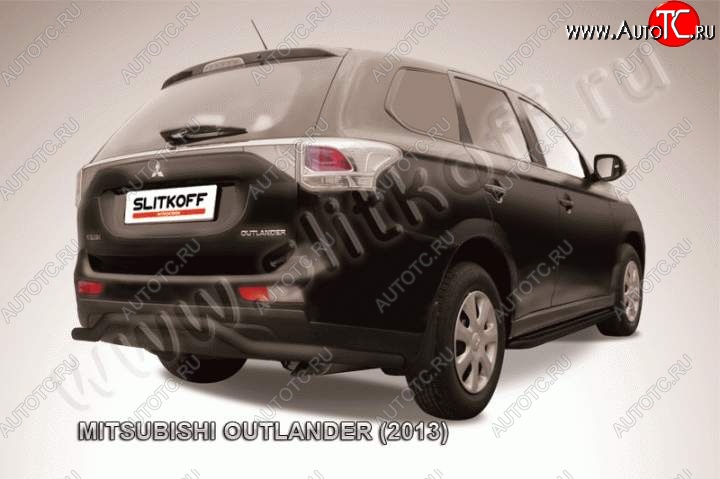 9 399 р. Защита задняя Slitkoff  Mitsubishi Outlander  GF (2012-2014) дорестайлинг (Цвет: серебристый)  с доставкой в г. Таганрог