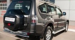 22 649 р. Защита заднего бампера (Ø63 и 42 мм, нержавейка) SLITKOFF Mitsubishi Pajero 4 V90 2-ой рестайлинг (2014-2020)  с доставкой в г. Таганрог. Увеличить фотографию 4