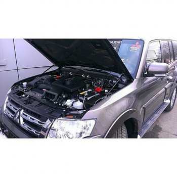 2 349 р. Упоры капота Russtal  Mitsubishi Pajero ( 4 V90,  4 V80) (2006-2020) дорестайлинг, дорестайлинг, 1-ый рестайлинг, 3 дв. 1-ый рестайлинг, 2-ой рестайлинг  с доставкой в г. Таганрог. Увеличить фотографию 1