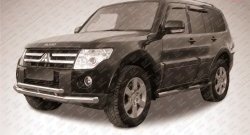 Двойная защита переднего бампера из двух труб диаметром 76 и 57 мм Slitkoff Mitsubishi Pajero 4 V90 дорестайлинг (2006-2011)