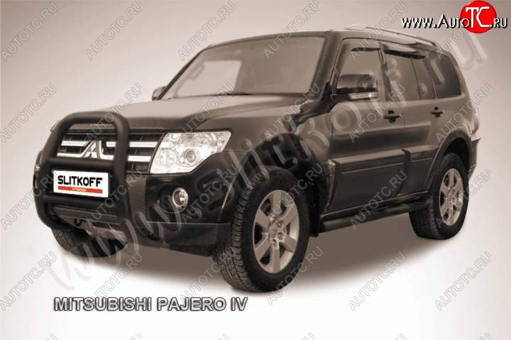 29 999 р. Кенгурятник d76 высокий Mitsubishi Pajero 4 V90 дорестайлинг (2006-2011) (Цвет: серебристый)  с доставкой в г. Таганрог