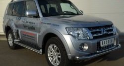 13 349 р. Защита порогов из круглой трубы диаметром 42 мм Russtal Mitsubishi Pajero 4 V90 дорестайлинг (2006-2011) (Защита порогов с со скосами на торцах (вариант 1))  с доставкой в г. Таганрог. Увеличить фотографию 7