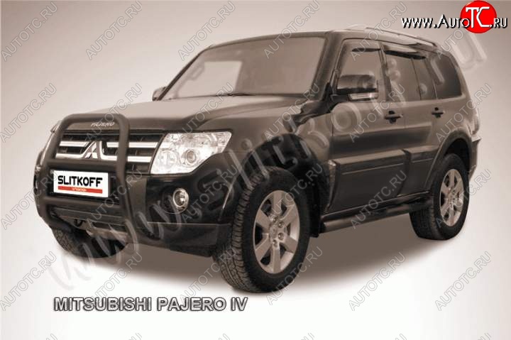 20 449 р. Кенгурятник d57 высокий  Mitsubishi Pajero ( 4 V90,  4 V80) (2006-2015) дорестайлинг, дорестайлинг, 1-ый рестайлинг, 3 дв. 1-ый рестайлинг (Цвет: серебристый)  с доставкой в г. Таганрог