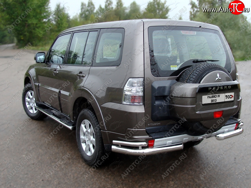 27 999 р. Защита заднего бампера (уголки двойные) ТСС 76,1/42,4 мм  Mitsubishi Pajero  4 V90 (2006-2011) дорестайлинг  с доставкой в г. Таганрог