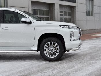 20 849 р. Защита переднего бампера (2 трубы Ø76 и 42 мм, нержавейка) SLITKOFF  Mitsubishi Pajero Sport  QF (2019-2022) рестайлинг  с доставкой в г. Таганрог. Увеличить фотографию 4