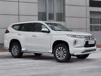 Защита переднего бампера SLITKOFF (Ø63 мм, нержавейка) Mitsubishi (Митсубиси) Pajero Sport (Паджеро)  QF (2019-2022) QF рестайлинг