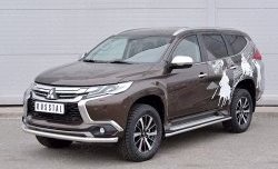 18 649 р. Защита переднего бампера (Ø63 мм, нержавейка) SLITKOFF Mitsubishi Pajero Sport QE дорестайлинг (2015-2021)  с доставкой в г. Таганрог. Увеличить фотографию 2