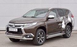 18 449 р. Защита переднего бампера (2 трубыØ63 мм, нержавейка) SLITKOFF  Mitsubishi Pajero Sport  QE (2015-2021) дорестайлинг  с доставкой в г. Таганрог. Увеличить фотографию 2