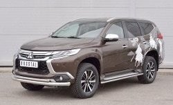 21 999 р. Защита переднего бампера (2 трубыØ76 и 42 мм, нержавейка) SLITKOFF  Mitsubishi Pajero Sport  QE (2015-2021) дорестайлинг  с доставкой в г. Таганрог. Увеличить фотографию 2