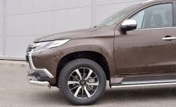 21 999 р. Защита переднего бампера (2 трубыØ76 и 42 мм, нержавейка) SLITKOFF  Mitsubishi Pajero Sport  QE (2015-2021) дорестайлинг  с доставкой в г. Таганрог. Увеличить фотографию 4