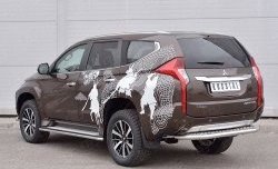 22 849 р. Защита заднего бампера (Ø63 мм, нержавейка) SLITKOFF  Mitsubishi Pajero Sport  QE (2015-2021) дорестайлинг (лист - алюминий, профиль - нержавейка)  с доставкой в г. Таганрог. Увеличить фотографию 2