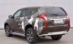 20 999 р. Защита заднего бампера (Ø63 мм, нержавейка) SLITKOFF Mitsubishi Pajero Sport QE дорестайлинг (2015-2021)  с доставкой в г. Таганрог. Увеличить фотографию 2