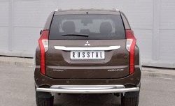 Защита заднего бампера (Ø63 мм, нержавейка) SLITKOFF Mitsubishi Pajero Sport QE дорестайлинг (2015-2021)